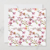 ピンクさくらんぼブロッサムフローラブライダルシャワー 招待状 (裏面)