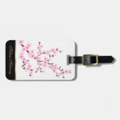 ピンクさくらんぼブロッサムフローラホワイカスタムト ラゲッジタグ (正面横)