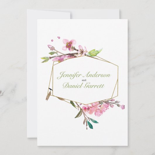 ピンクさくらんぼブロッサムフローラ婚約パーティ 招待状 (裏面)