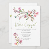 ピンクさくらんぼブロッサムフローラ婚約パーティ 招待状 (正面/裏面)