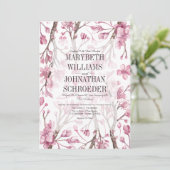 ピンクさくらんぼブロッサムフローラ結婚式招待状 招待状 (スタンド正面)
