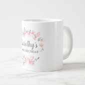 ピンクさくらんぼブロッサムフローラ100誕生日 ジャンボコーヒーマグカップ (正面右)