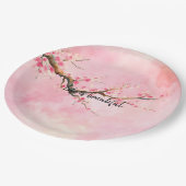 ピンクさくらんぼブロッサムフローラ ペーパープレート (アングル)