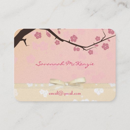 ピンクさくらんぼブロッサムブティックビジネスカード 名刺 (裏面)