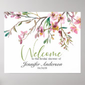 ピンクさくらんぼブロッサムブライダルシャワーポスター ポスター (正面)