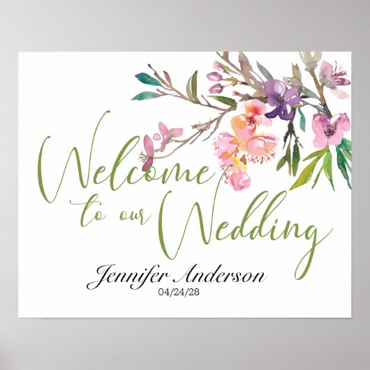 ピンクさくらんぼブロッサムブライダルシャワーポスター ポスター (正面)