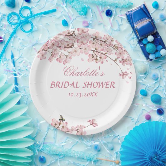 ピンクさくらんぼブロッサムブライダルシャワー紙プレート ペーパープレート (パーティー)