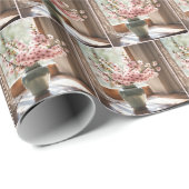 ピンクさくらんぼブロッサムブーケ ラッピングペーパー (ロールコーナー)