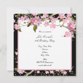 ピンクさくらんぼブロッサム女性50th誕生日パーティー 招待状 (裏面)