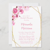 ピンクさくらんぼブロッサム幾何学ブライダルシャワー 招待状 (正面)