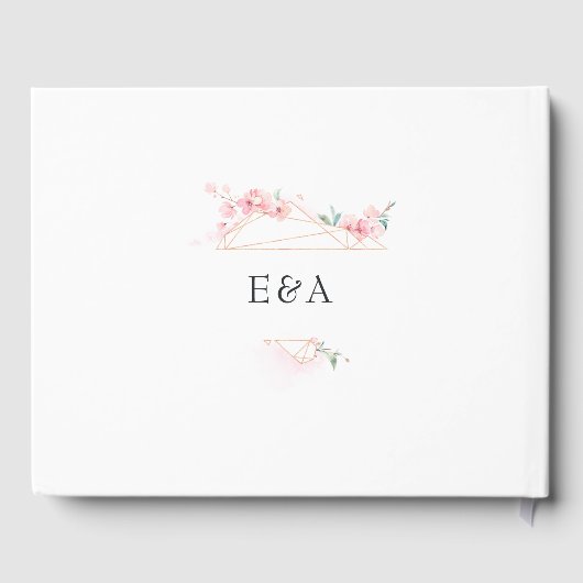 ピンクさくらんぼブロッサム幾何学春の結婚式 ゲストブック (裏面)