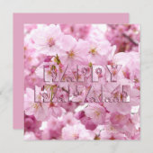 ピンクさくらんぼブロッサム日本のフェスティバルハッピーハナミ ノートカード (正面/裏面)