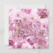 ピンクさくらんぼブロッサム日本のフェスティバルハッピーハナミ ノートカード (正面)