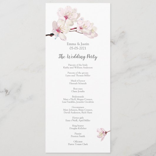 ピンクさくらんぼブロッサム日本の桜結婚ズ プログラム (正面)