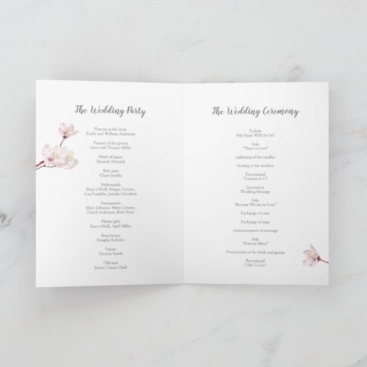 ピンクさくらんぼブロッサム日本の桜結婚ズ プログラム (内部)