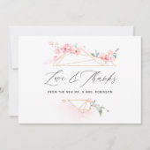 ピンクさくらんぼブロッサム春の結婚式写真 サンキューカード (正面)