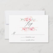 ピンクさくらんぼブロッサム春の結婚式写真 出欠カード (正面)