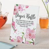 ピンクさくらんぼブロッサム春フローラおむつラッフル 台座サイン (インサイチュ)