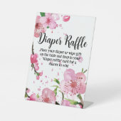 ピンクさくらんぼブロッサム春フローラおむつラッフル 台座サイン (正面)