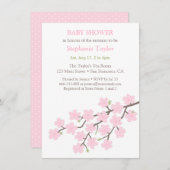 ピンクさくらんぼブロッサム春ベビーシャワー招待状 招待状 (正面/裏面)