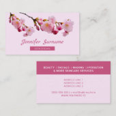 ピンクさくらんぼブロッサム桜エステティシャンスキンケア 名刺 (正面/裏面)