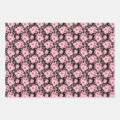 ピンクさくらんぼブロッサム桜オリエンタルフローラルパターン ラッピングペーパーシート (正面)