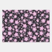 ピンクさくらんぼブロッサム桜オリエンタルフローラルパターン ラッピングペーパーシート (正面3)