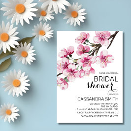 ピンクさくらんぼブロッサム桜グリーンブライダルシャワー 招待状