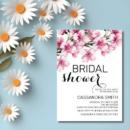 ピンクさくらんぼブロッサム桜フラワーブライダルシャワー 招待状