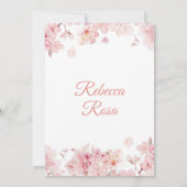 ピンクさくらんぼブロッサム桜金ゴールドキンセアニラ 招待状 (裏面)