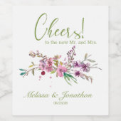 ピンクさくらんぼブロッサム結婚フローラのワインラベル ワインラベル (シングルラベル)