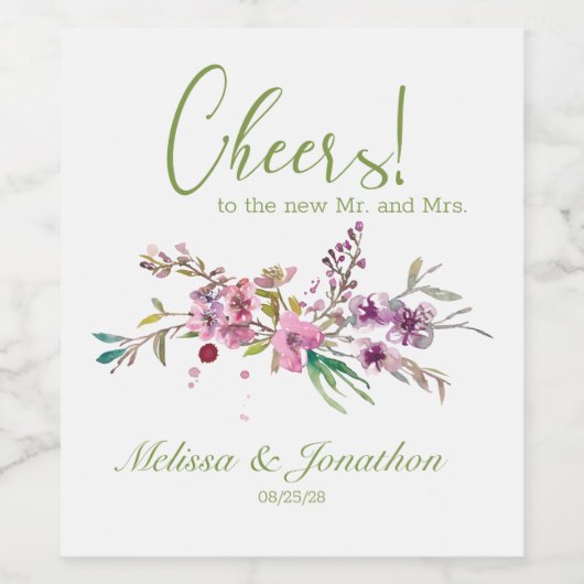 ピンクさくらんぼブロッサム結婚フローラのワインラベル ワインラベル (シングルラベル)