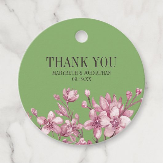 ピンクさくらんぼブロッサム結婚フローラサンキュー フェイバータグ (正面)