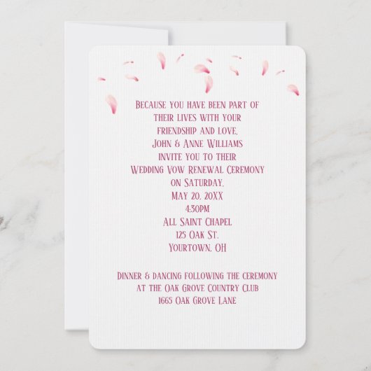 ピンクさくらんぼブロッサム結婚式招待状 招待状 (裏面)