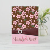 ピンクさくらんぼブロッサム結婚式招待状 招待状 (スタンド正面)