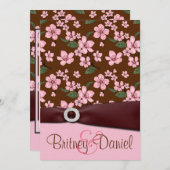 ピンクさくらんぼブロッサム結婚式招待状 招待状 (正面/裏面)