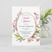 ピンクさくらんぼブロッサム金ゴールドフレームブライダルシャワー 招待状 (スタンド正面)