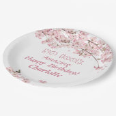 ピンクさくらんぼブロッサム50歳誕生パーティー ペーパープレート (アングル)