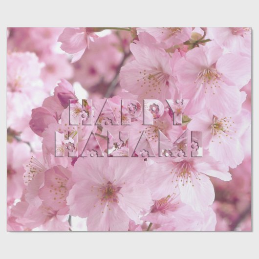 ピンクさくらんぼブロッ日本のサムフェスティバルハッピー花見 ラッピングペーパー (フラット)