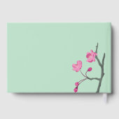 ピンクさくらんぼミントグリーンパーソナライズされた写真 ゲストブック (裏面)