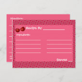 ピンクさくらんぼモダンレシピカードテンプレート ポストカード (正面/裏面)