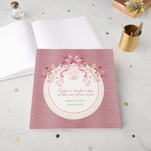 ピンクさくらんぼ今日は私たちの生活の最初の日 ゲストブック (正面見開き)