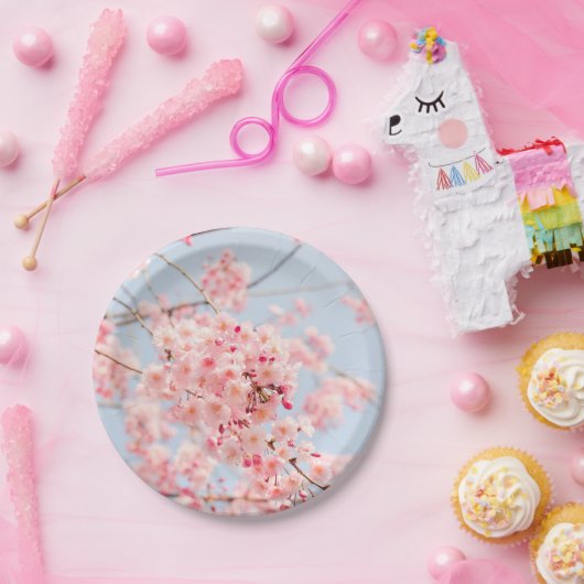 ピンクさくらんぼ日本のの花 – 日本の花 ペーパープレート (パーティー)