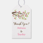 ピンクさくらんぼ春の結婚式ありがとう ギフトタグ (正面)