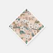 ピンクさくらんぼ桜模様(4) スタンダードカクテルナプキン (角)