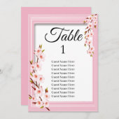 ピンクさくらんぼ結婚のシーティングチャートカード 招待状 (正面/裏面)