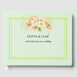 ピンクさくらんぼ結婚の花々のゲストブック ゲストブック