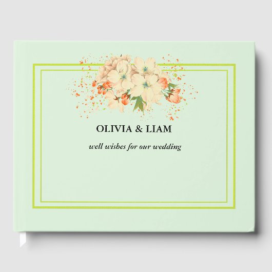 ピンクさくらんぼ結婚の花々のゲストブック ゲストブック (正面)