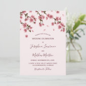 ピンクさくらんぼ結婚の花 招待状 (スタンド正面)