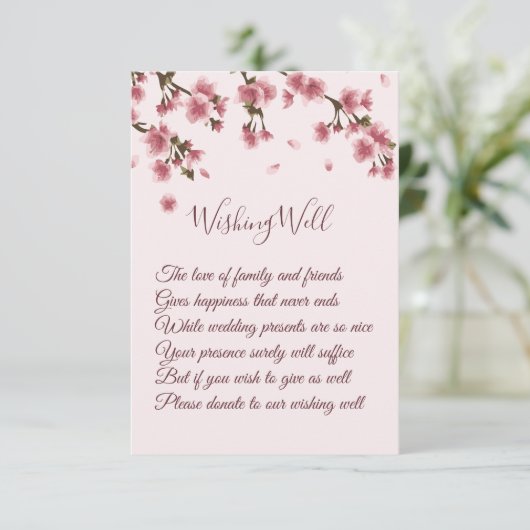 ピンクさくらんぼ結婚の願いのウェルカード エンクロージャーカード (スタンド正面)